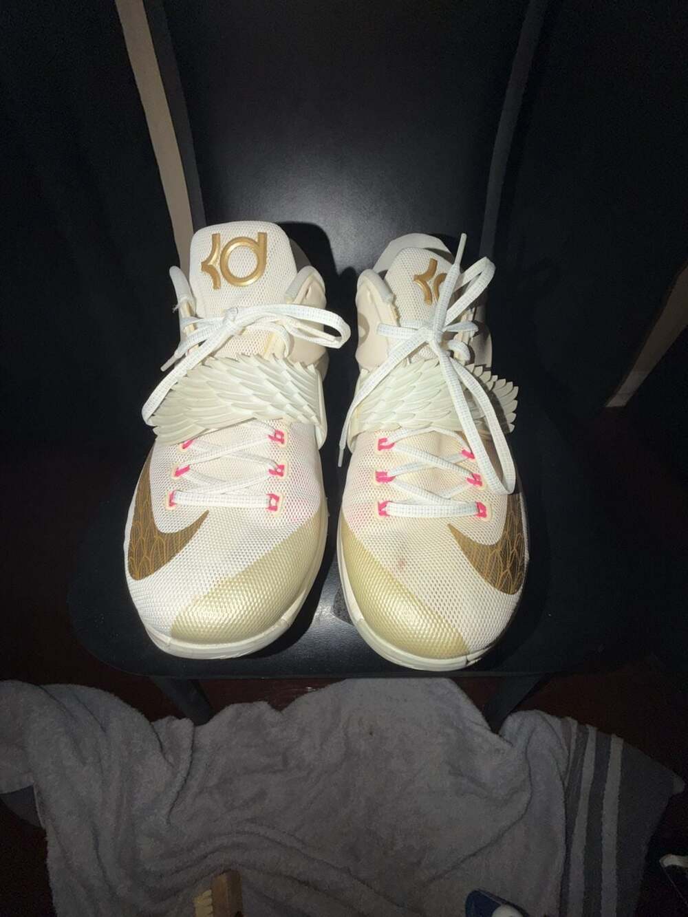 Nike KD 7 PRM Aunt Pearl White Wings Gold Zoom Basketball Shoes